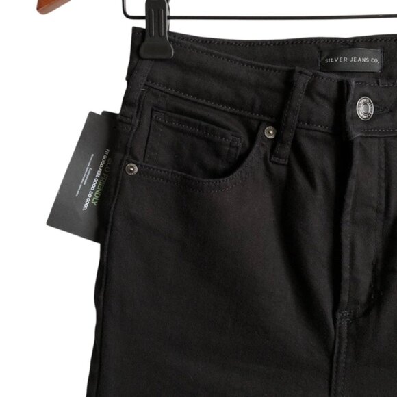 Silver Jeans Infinite Fit High Rise Straight Leg Jeans Sz Small Black Denim NWT - Picture 5 of 13